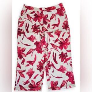 Susan Graver Rose pink Floral Capris 5xp NIP/NWOT